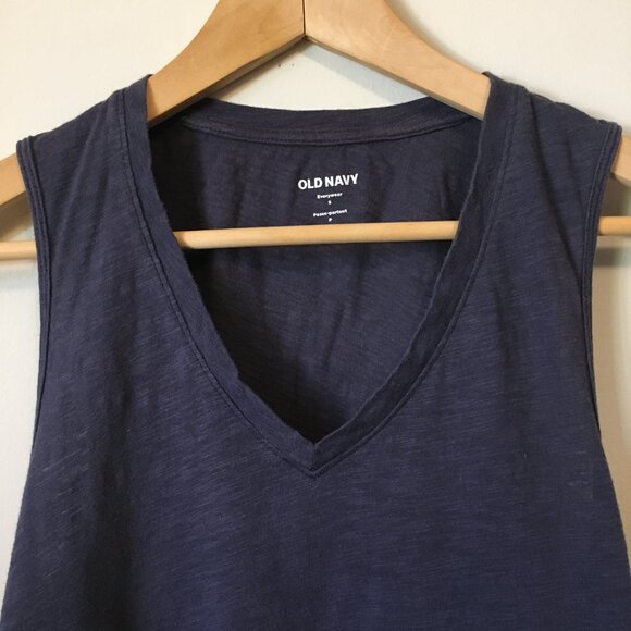 Navy Blue Everywear Rayon V-Neck Tank Top - Picture 4 of 14